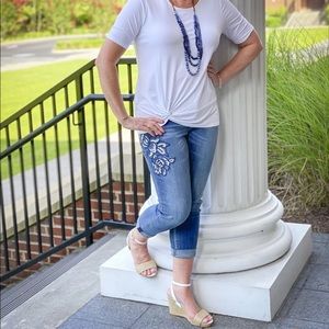 New Chico’s Twist Hem Short Sleeve Tee Size MP Chico’s size 1P White